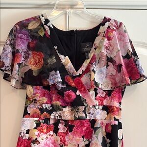 Adrianna Papell Black and Pink Floral Dress